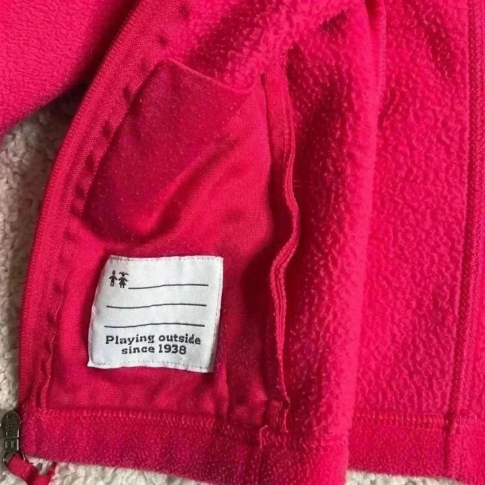 GIRLS COLUMBIA BRIGHT PINK FLEECE COAT SIZE X-SMALL 6/7 PREOWNED - Picture 5 of 5